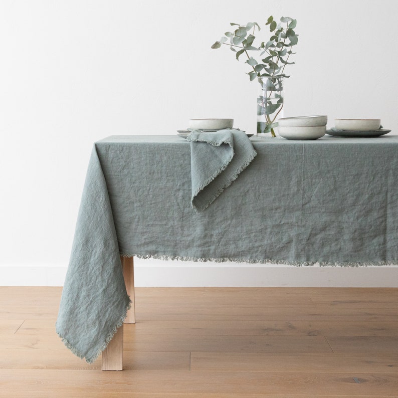 Tassel Heavy Washed Linen Tablecloth, Square and Rectangular Decoration