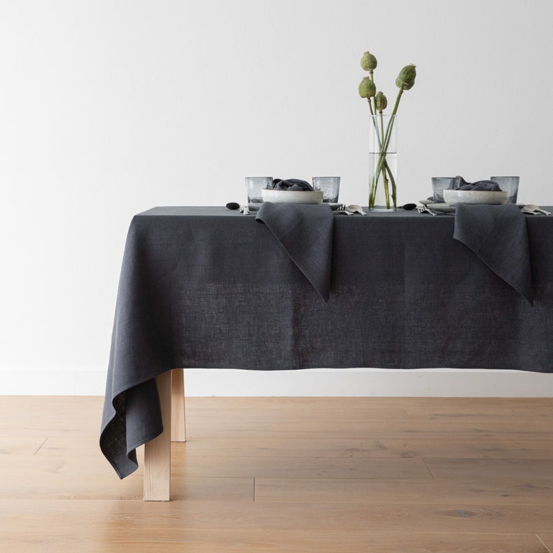 Tassel Heavy Washed Linen Tablecloth, Square and Rectangular Decoration