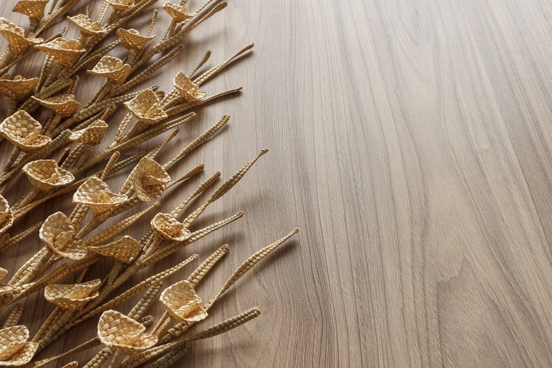 Straw Woven Bouquet, Rustic Floral Arrangement