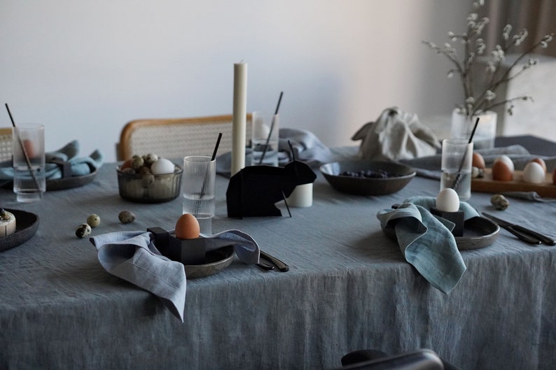 Washed Linen Tablecloth, Farmhouse Modern Style Dining Table Decoration