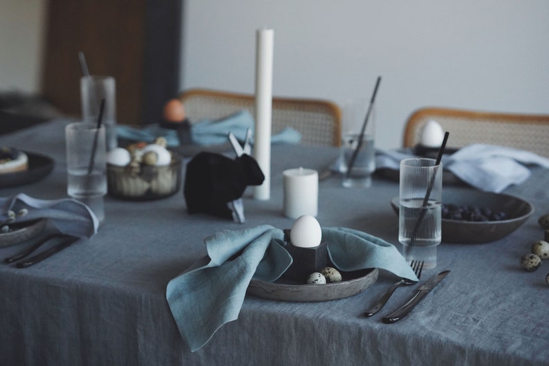 Washed Linen Tablecloth, Farmhouse Modern Style Dining Table Decoration