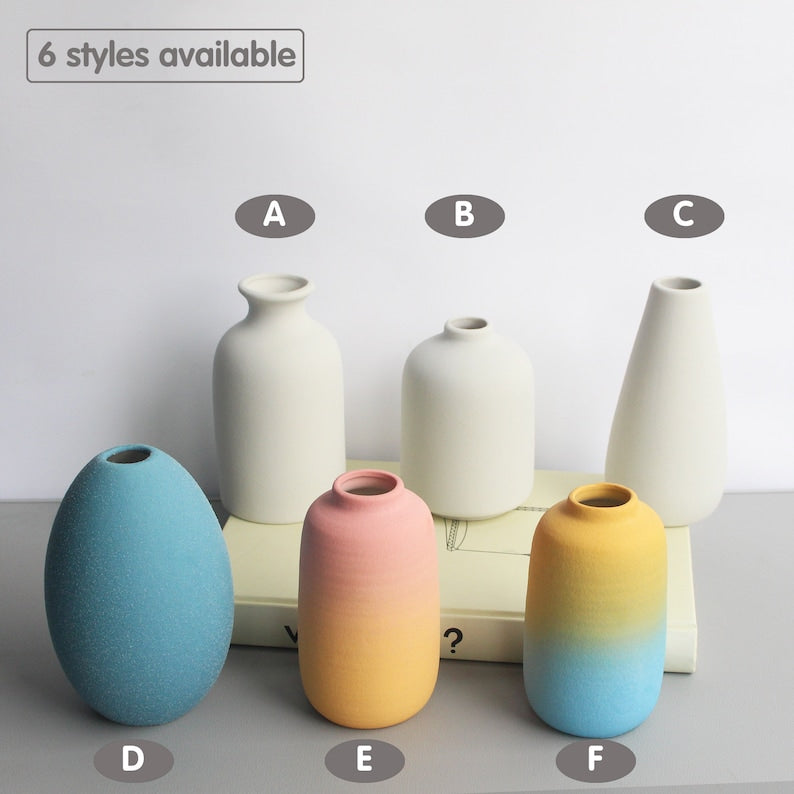 Handmade ceramic bud vase, bohemian style indoor home floral decoration