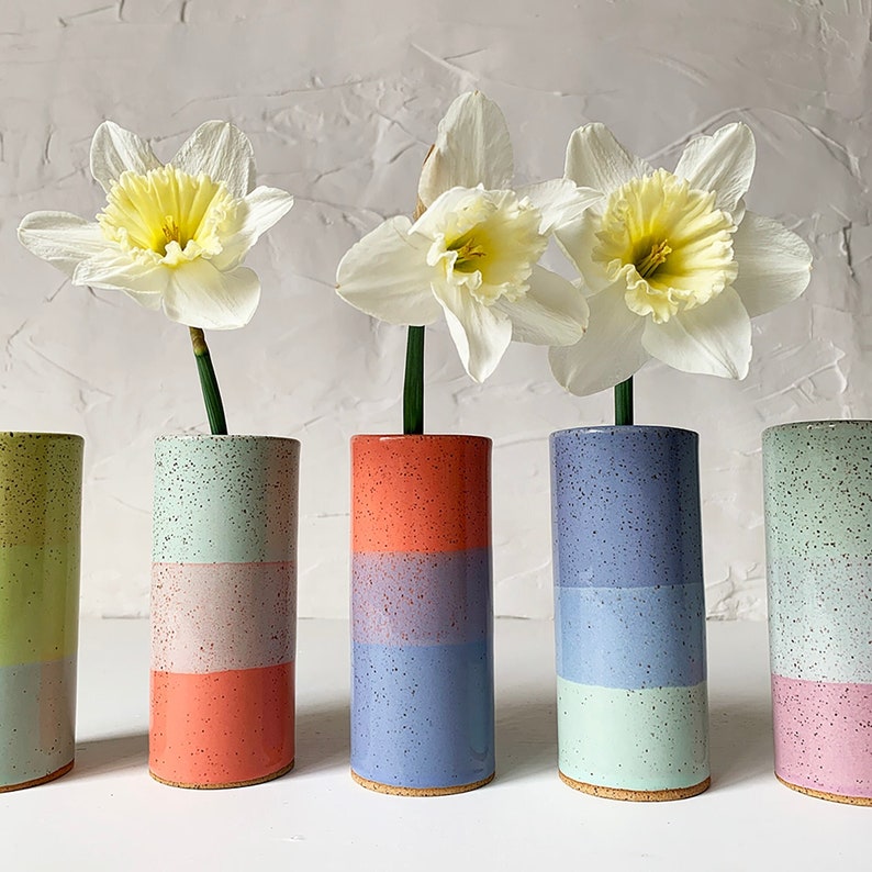 Modern speckled handmade ceramic vase, desktop decoration