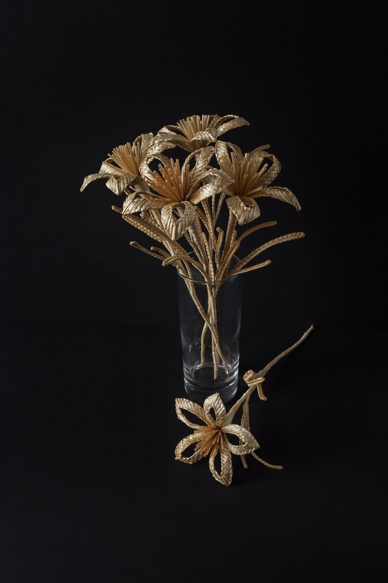 Handmade Natural Straw Woven Bouquet, Rustic Decoration
