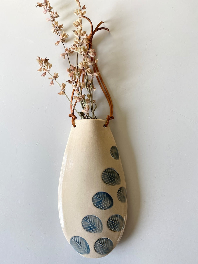 Beige Ceramic Wall Vase for Dried Flowers