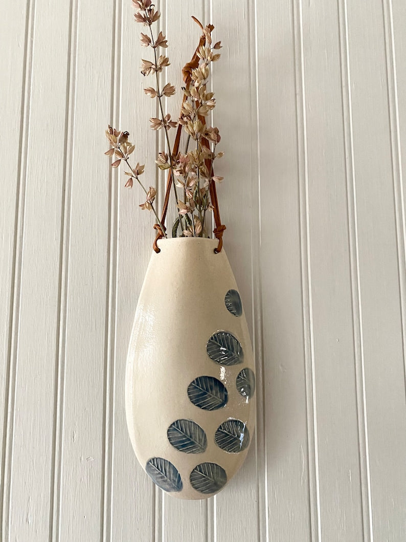  Beige Ceramic Wall Vase for Dried Flowers