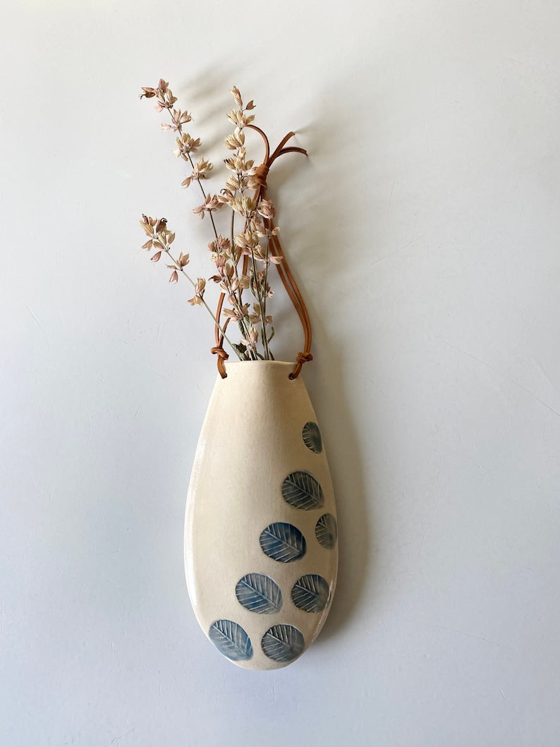  Beige Ceramic Wall Vase for Dried Flowers