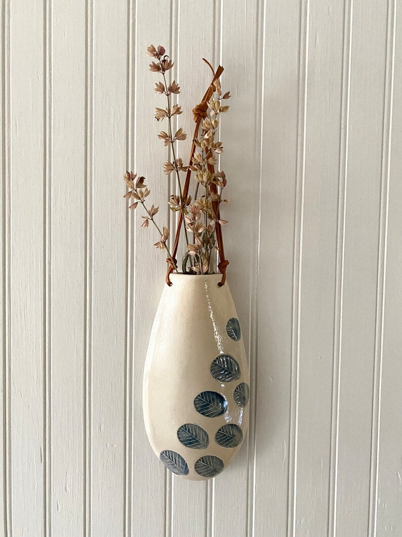  Beige Ceramic Wall Vase for Dried Flowers
