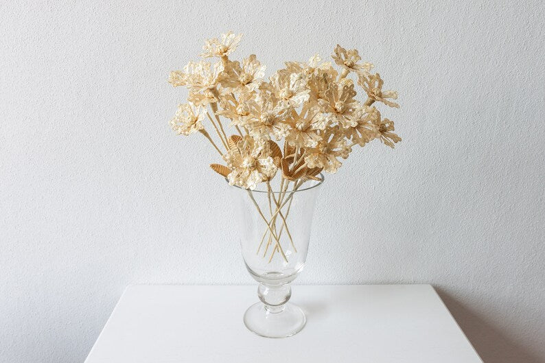 Natural Straw Woven Yellow Bouquet, Rustic Dried Flower Home Decor