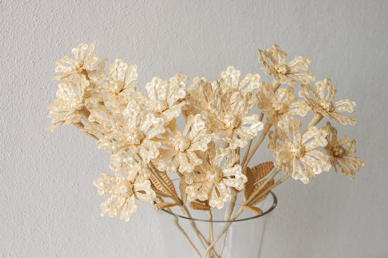 Natural Straw Woven Yellow Bouquet, Rustic Dried Flower Home Decor