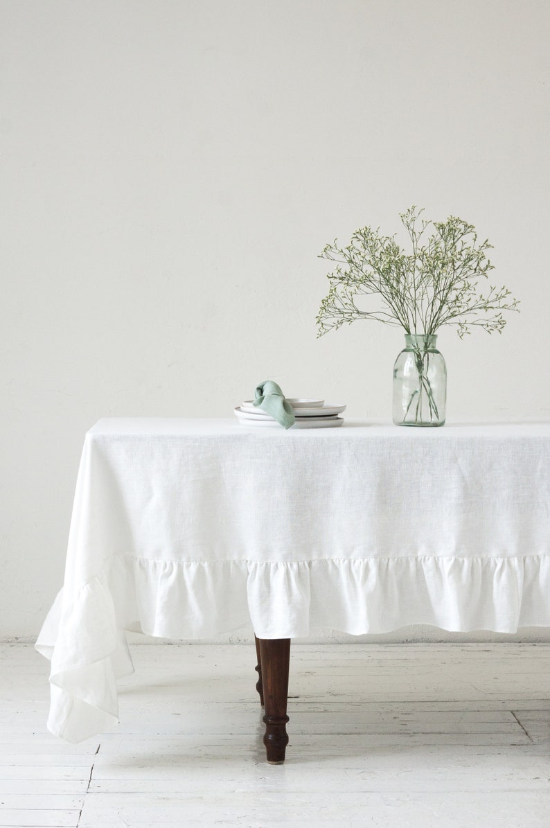 Pleated Washed Soft Linen Tablecloth, Multi-Colored Dining Table Decoration