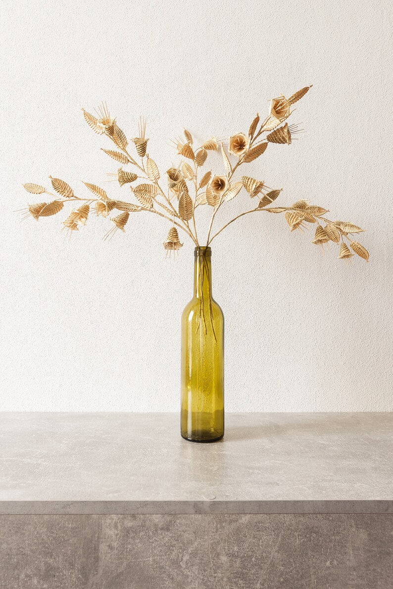 Natural Straw Woven Bell Bouquet, Rustic Home Anniversary Decoration