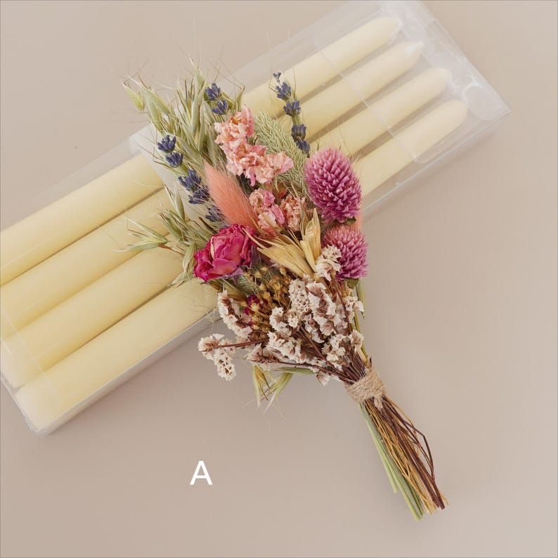 Bohemian Style Mini Dried Flower Bouquet, Rustic Indoor Desktop Home Decor
