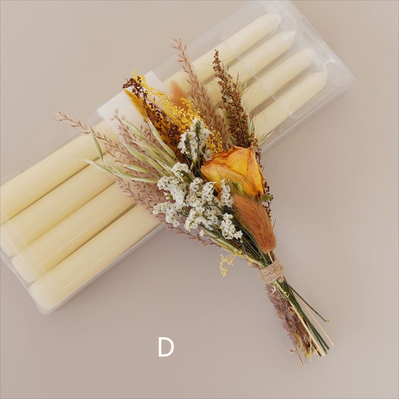 Bohemian Style Mini Dried Flower Bouquet, Rustic Indoor Desktop Home Decor