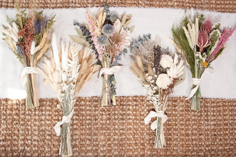 Bohemian Style Dried Flower Bouquet, Natural Rustic Home Dining Table Center Decoration