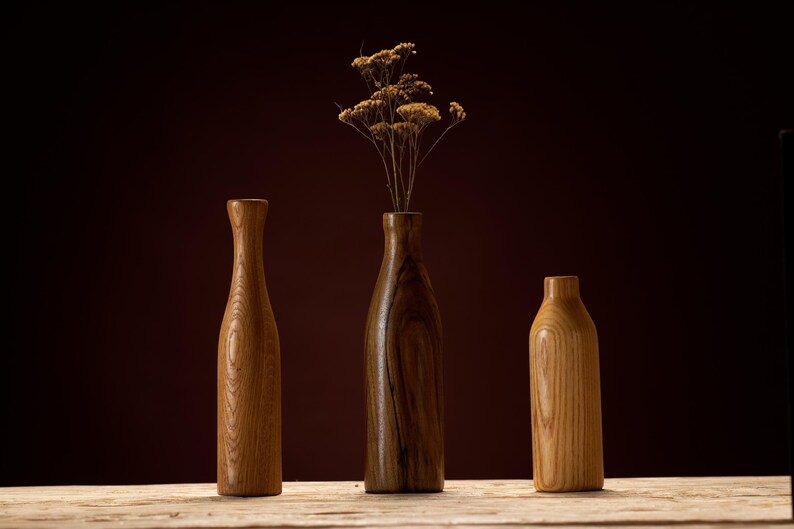 Hand-made wooden vase set, country style home decor
