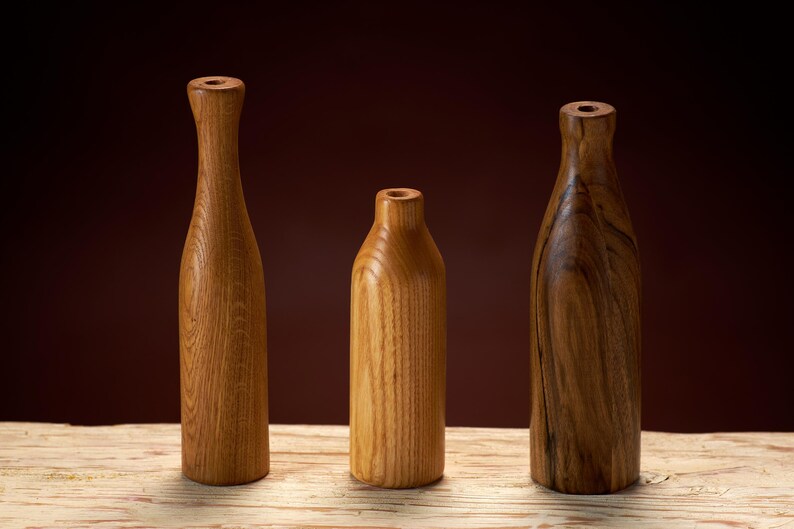 Hand-made wooden vase set, country style home decor