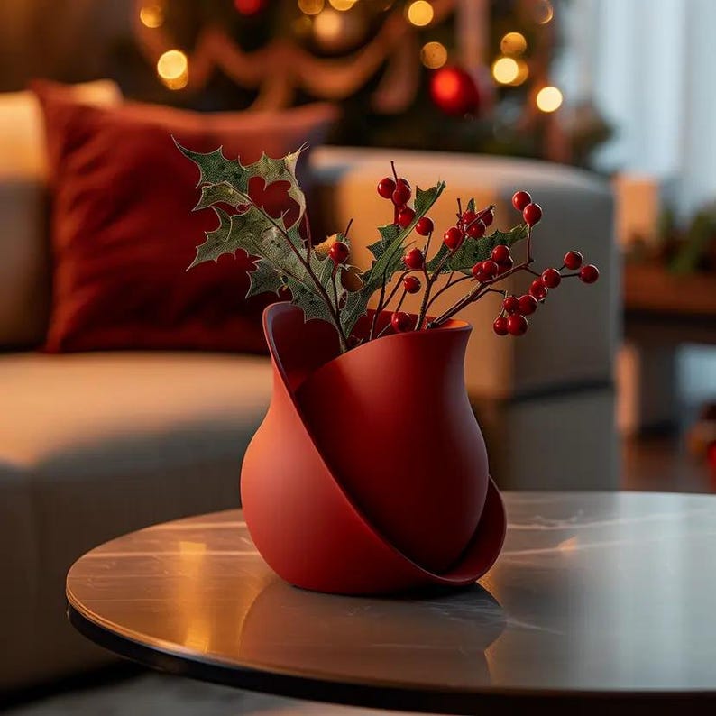 Curved vase, modern decorative item, home décor