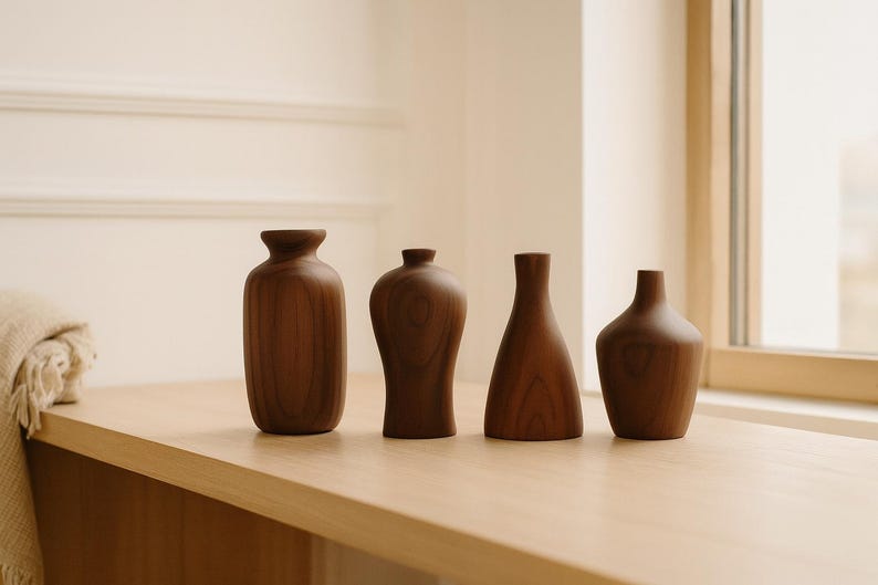 Simple wooden vase, modern home decoration