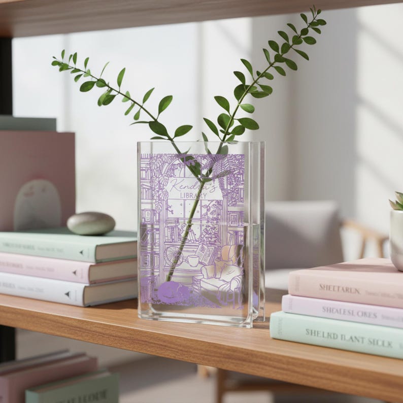 Book-shaped acrylic vase, bookshelf decoration, minimalist home decor