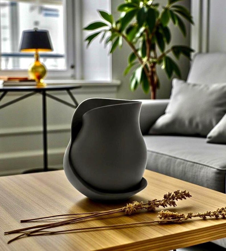 Curved vase, modern decorative item, home décor
