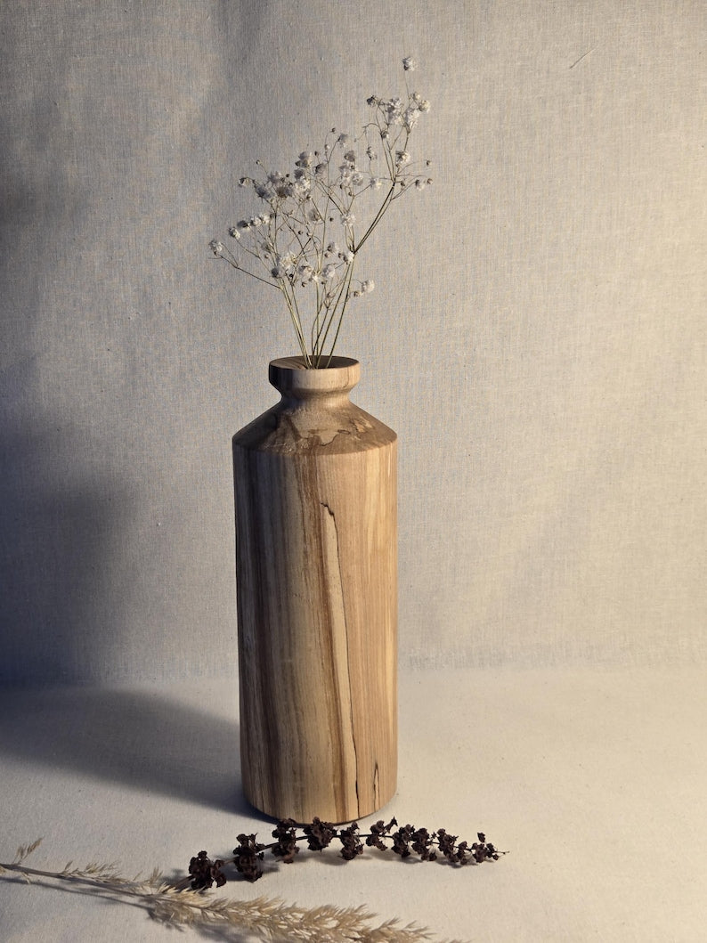 Highly Decorative Wooden Dried Flower Vase, Minimalist Home Display