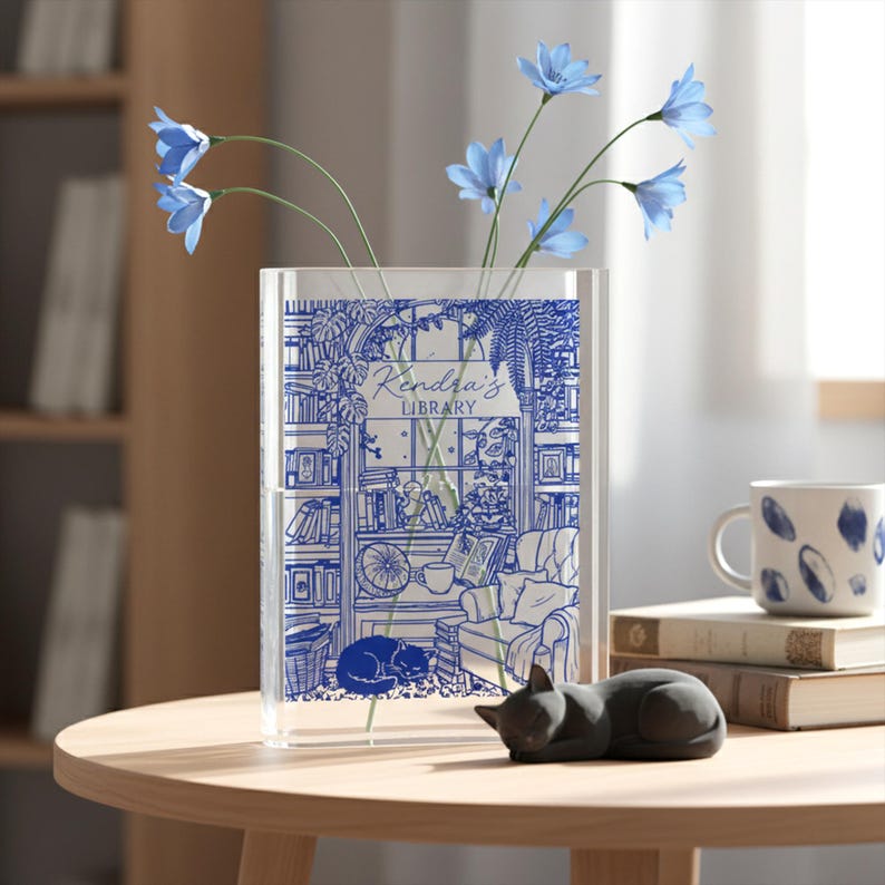 Book-shaped acrylic vase, bookshelf decoration, minimalist home decor