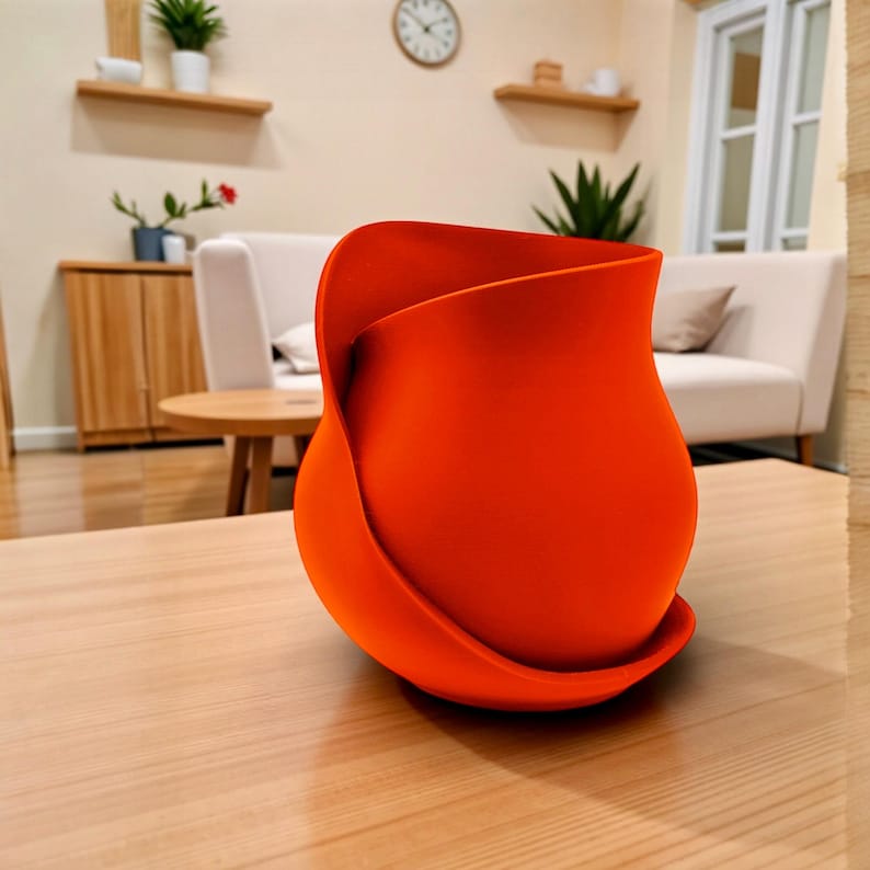 Curved vase, modern decorative item, home décor