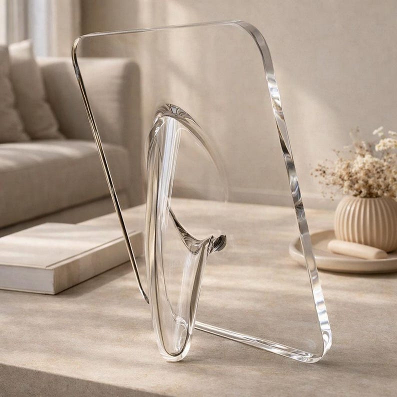Transparent Acrylic Framed Vase, Modern Flower Display, Desktop Bookshelf Decoration
