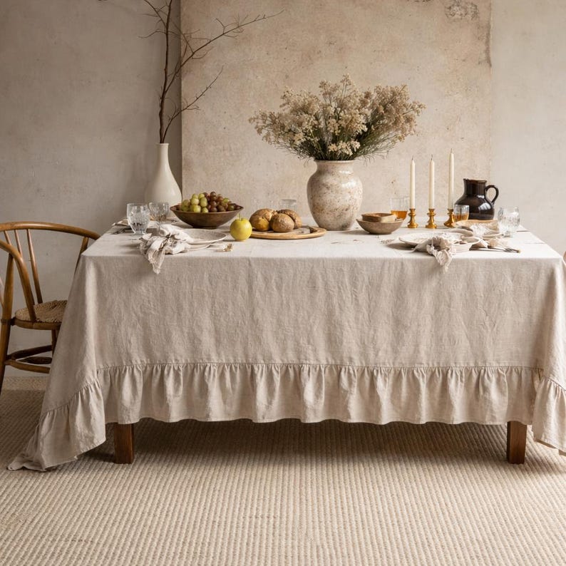 Washed linen tablecloth