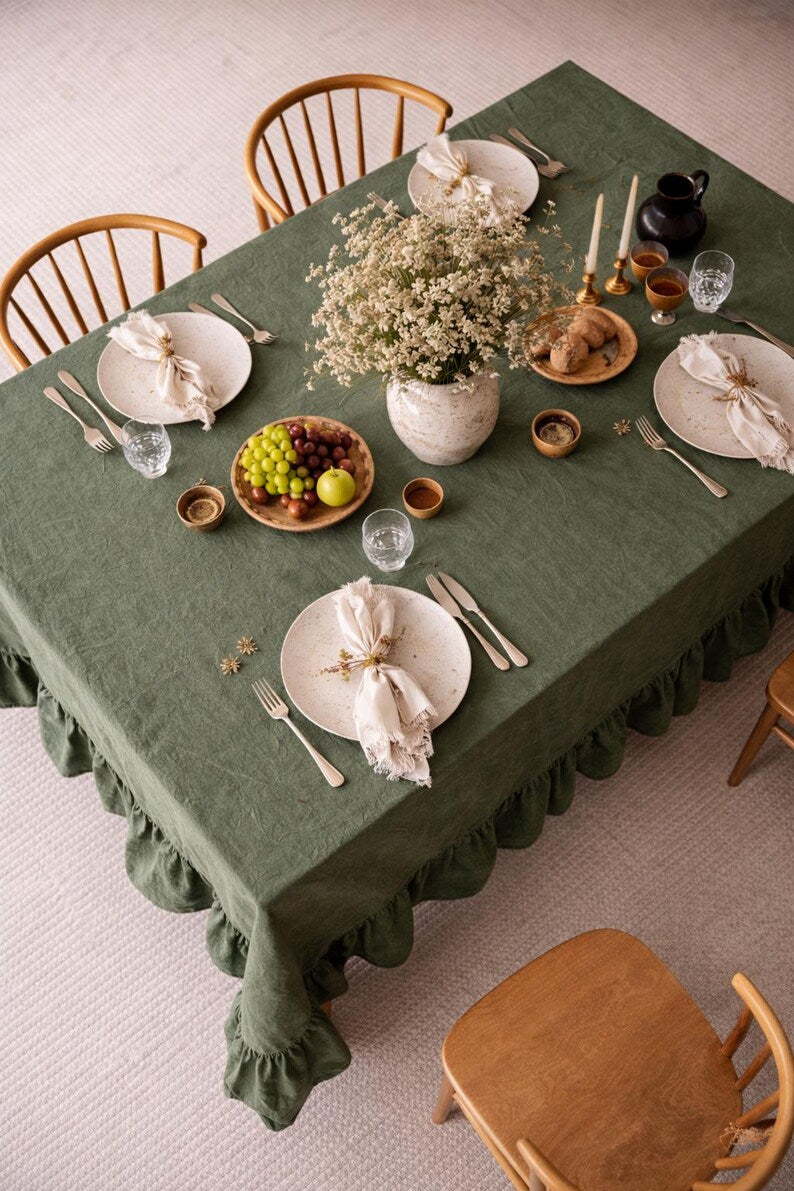 Washed linen tablecloth