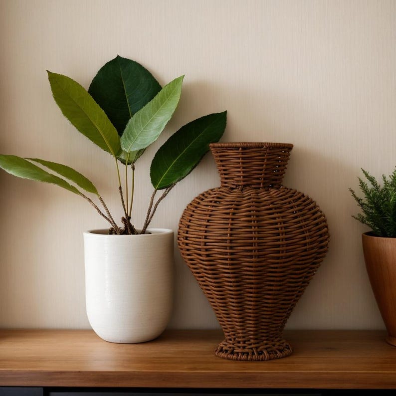 Rattan indoor vase, bohemian style living room home decoration