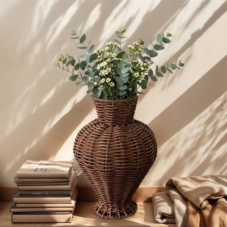 Rattan indoor vase, bohemian style living room home decoration