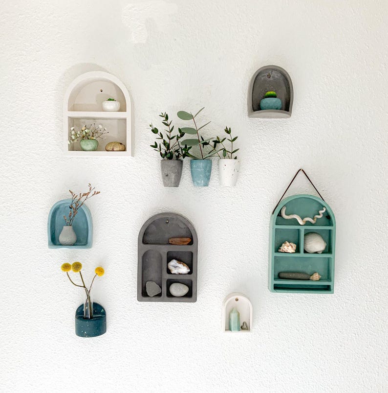 Terrazzo concrete wall-mounted vase, modern hanging vase, suitable for dried flower decoration