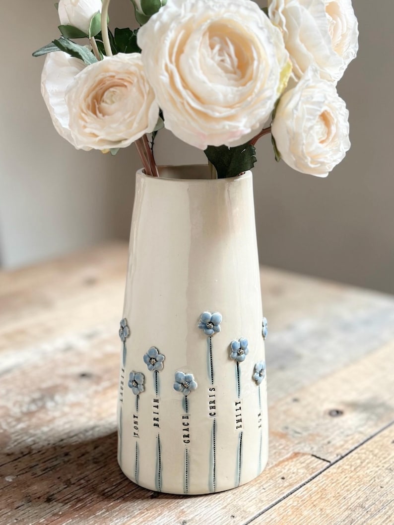 Handmade Imprinted Ceramic Vase, Suitable for Home Garden Decoration
