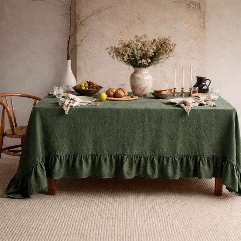 Washed linen tablecloth