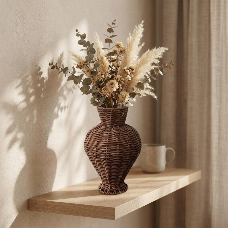 Rattan indoor vase, bohemian style living room home decoration