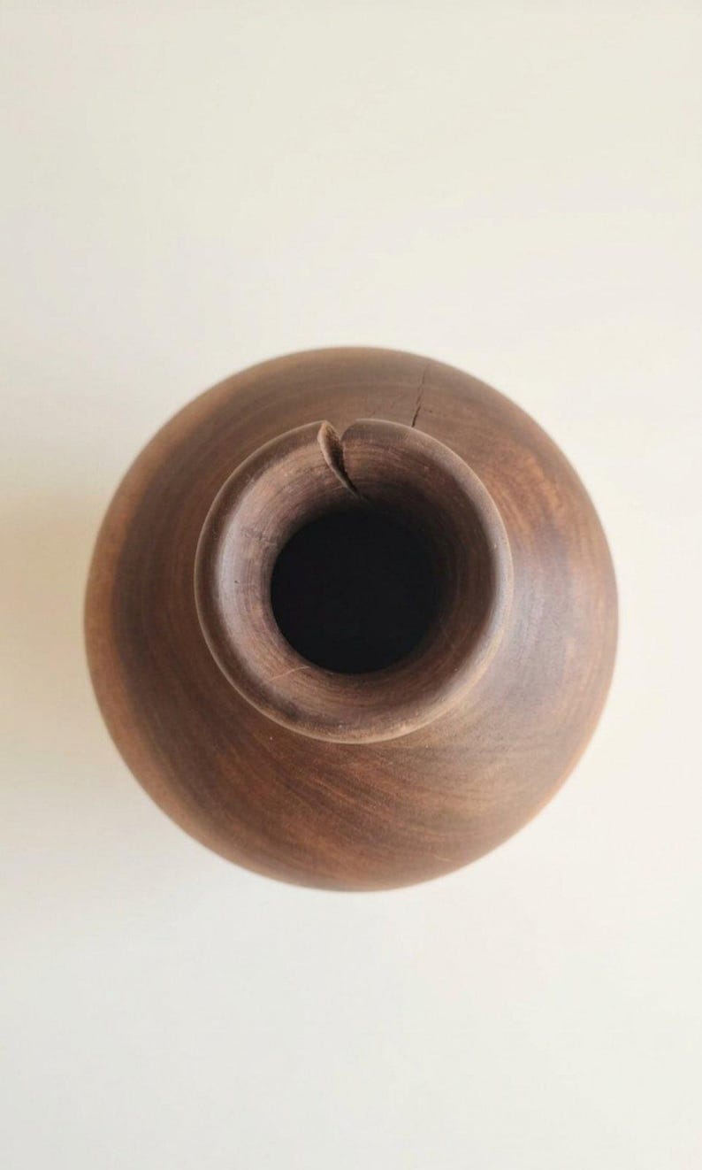 Handmade walnut wood vase, rustic dried flower arrangement