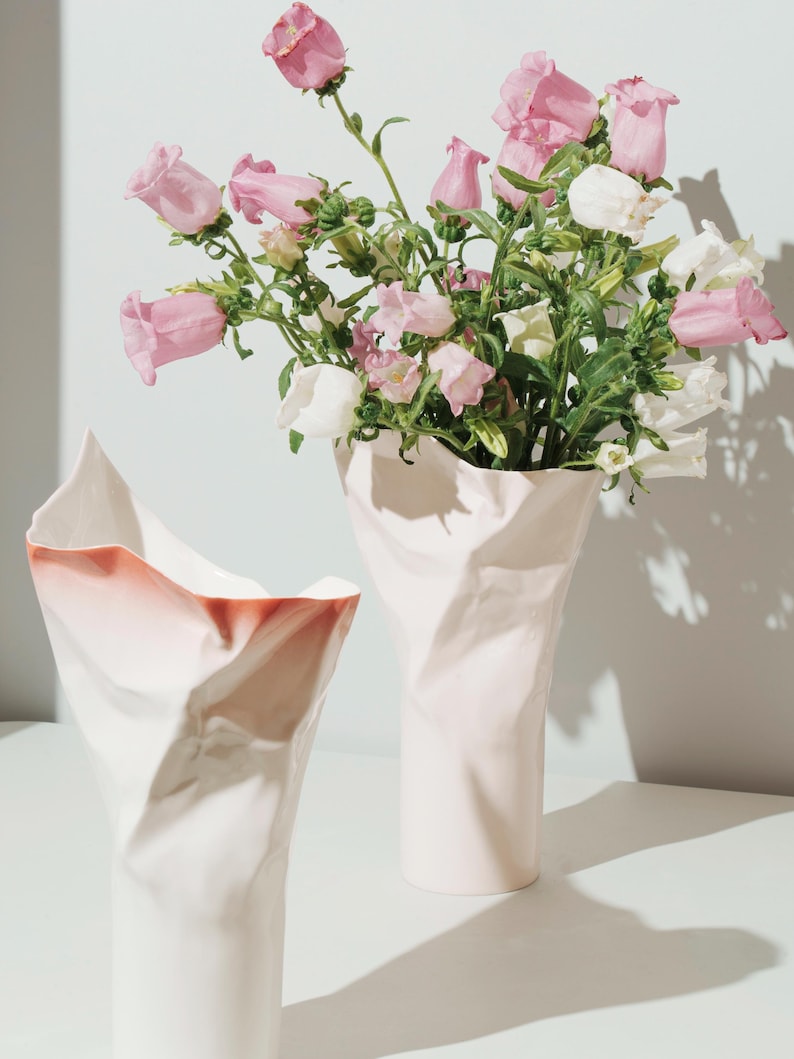 Handmade Pleated Artistic Ceramic Vase, Modern Home Decoration Gift