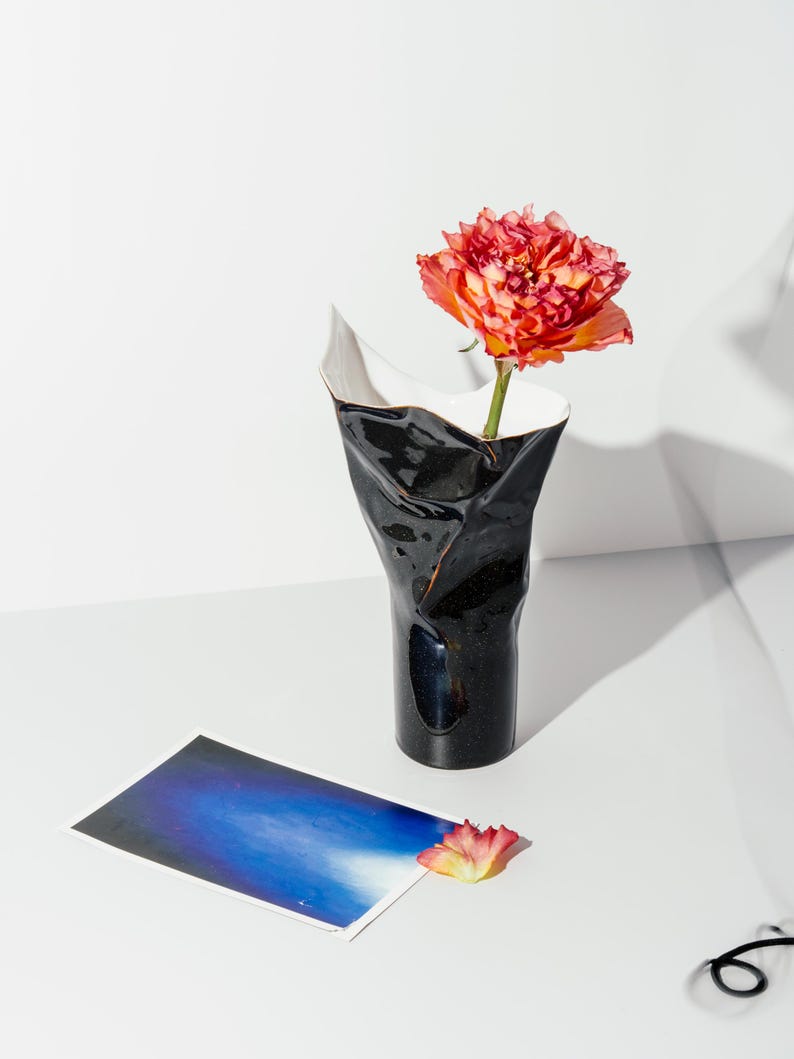 Handmade Pleated Artistic Ceramic Vase, Modern Home Decoration Gift
