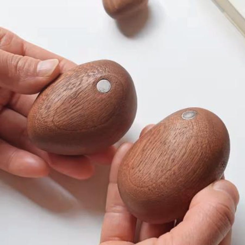 Handmade Wooden Balance Sculpture, Pebble Zen-Inspired Shelf Decoration