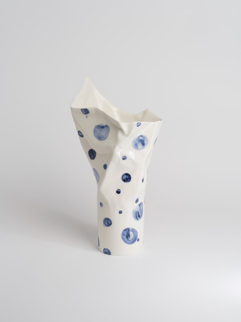 Handmade Pleated Artistic Ceramic Vase, Modern Home Decoration Gift