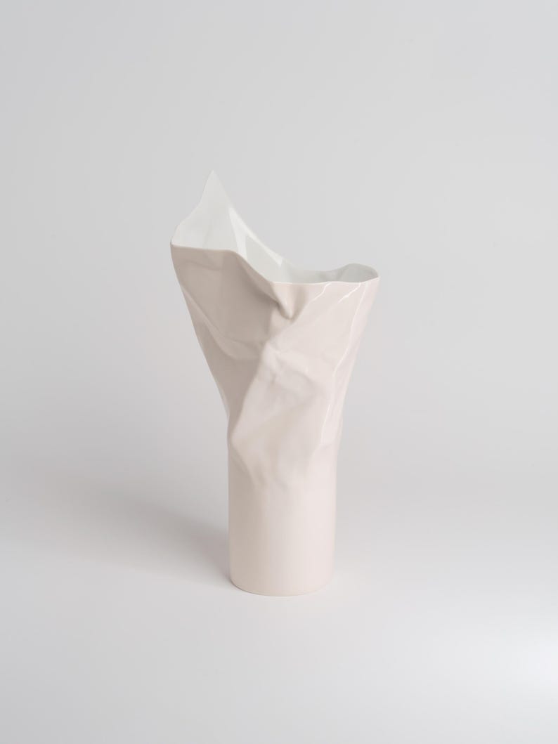 Handmade Pleated Artistic Ceramic Vase, Modern Home Decoration Gift