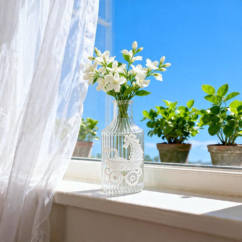 Lace pattern glass vase, elegant home office desk decoration