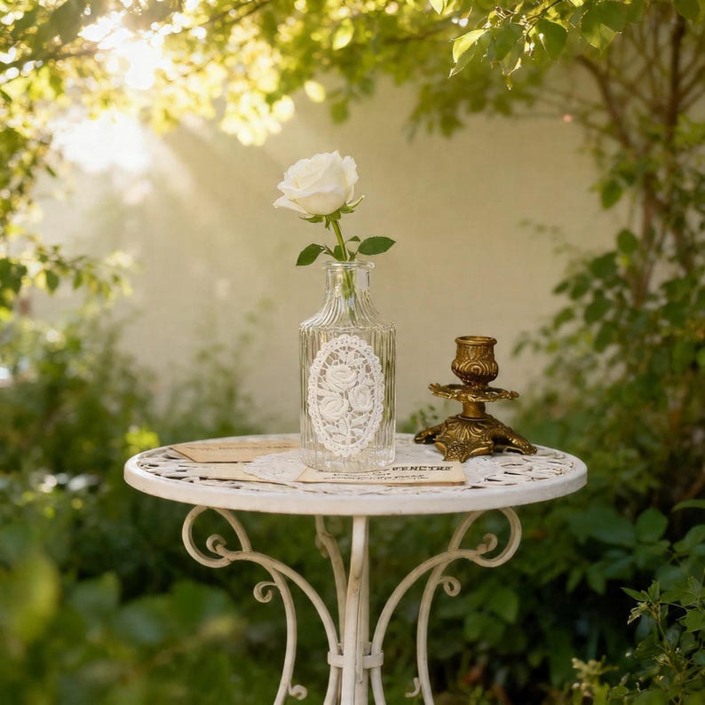 Lace pattern glass vase, elegant home office desk decoration