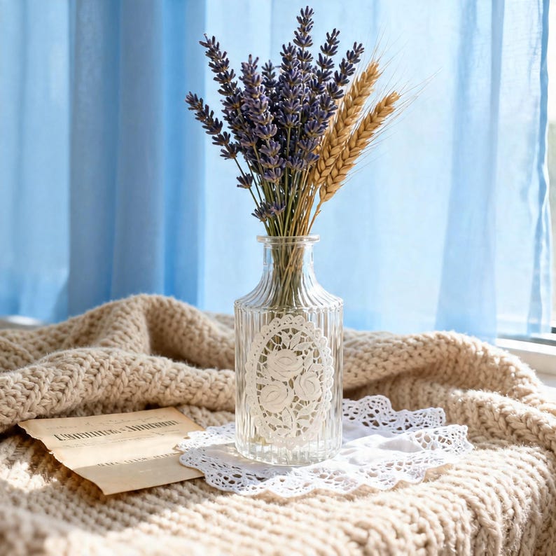 Lace pattern glass vase, elegant home office desk decoration