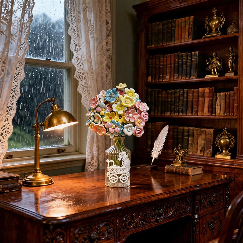 Lace pattern glass vase, elegant home office desk decoration