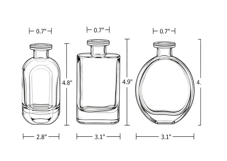 Three-piece set of amber oval blue-green gradient glass vases, modern home floral decoration.