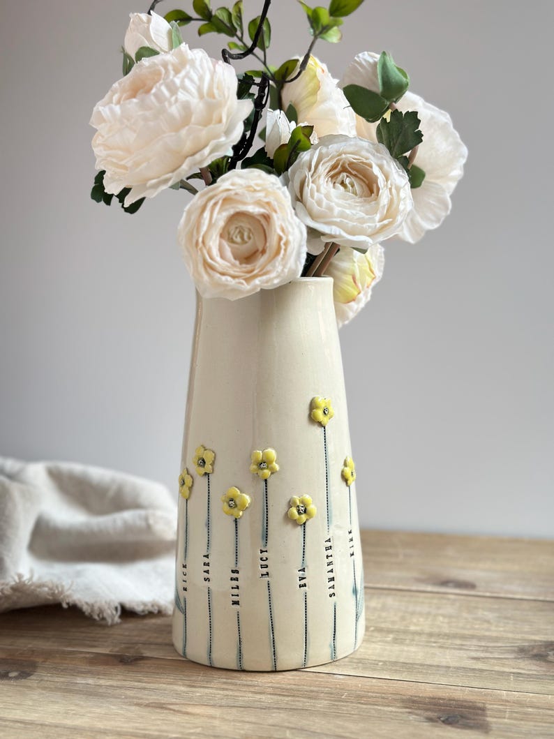 Handmade Imprinted Ceramic Vase, Suitable for Home Garden Decoration