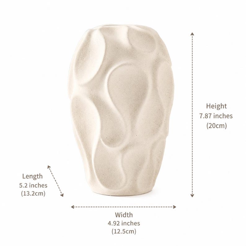 Textured White Ceramic Vase Set, Unique Home Decor Artwork